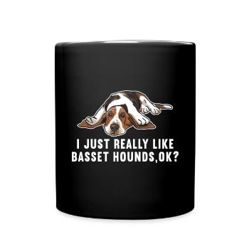 Basset Hound Gift - Full Colour Mug - black - Front