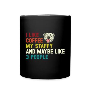 American Staffordshire Bull Terrier Staffy Dog - Full Colour Mug - black - Front
