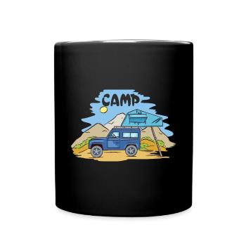Camping Wohnmobil Vintage im Wohnwagen Caravan - Tasse einfarbig - Schwarz - Vorne