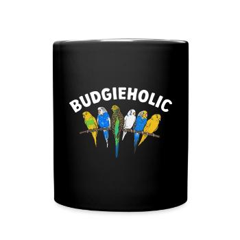 Budgerigar Parakeet Bird Pet Gift - Full Colour Mug - black - Front