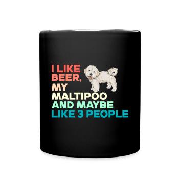 Maltipoo Hund - Tasse einfarbig - Schwarz - Vorne