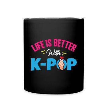 K-Pop | Herz-Hand-Symbol - Tasse einfarbig - Schwarz - Vorne