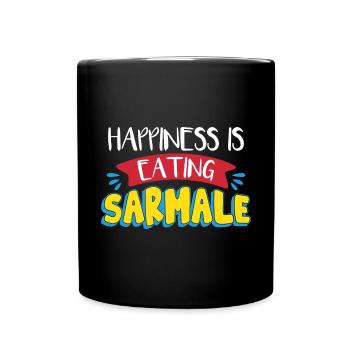 Glück isst Sarmale - Tasse einfarbig - Schwarz - Vorne