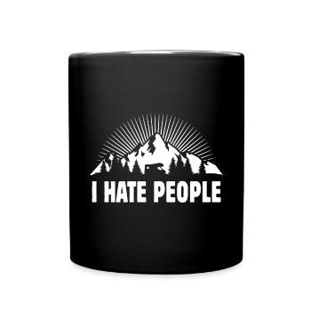 Ich hasse Menschen - Wohnmobil - Camping - Spruch - Tasse einfarbig - Schwarz - Vorne