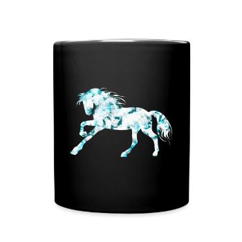 schönes Pferdemotiv blau Pferde Reiten Shirt Tasse - Tasse einfarbig - Schwarz - Vorne