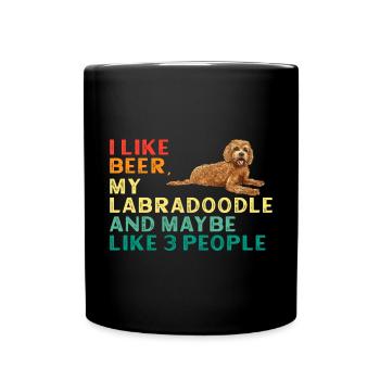 Labradoodle Dog - Full Colour Mug - black - Front