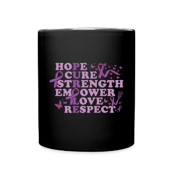 Epilepsy Warrior Purple Ribbon Epilepsy Awareness - Full Colour Mug - black - Front