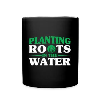 Water Gardener Planting Roots in Water Gift - Full Colour Mug - black - Front
