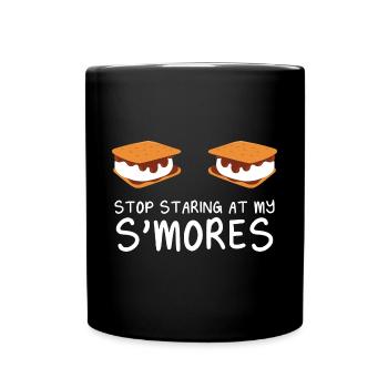 Marshmallow Campfire Camper Funny Stop Staring At - Full Colour Mug - black - Front