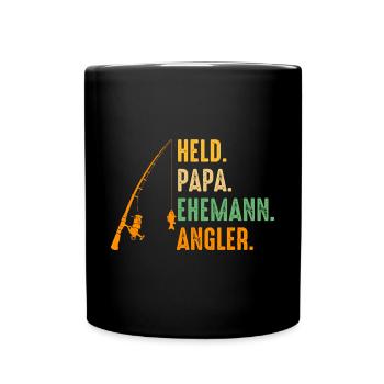 Angel Fischen Vater Papa Angeln Angler - Tasse einfarbig - Schwarz - Vorne