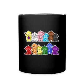 Pride Progress Flag Monkey for Equality - Full Colour Mug - black - Front