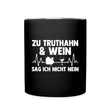 Wein Truthuhn Truthahn - Tasse einfarbig - Schwarz - Vorne