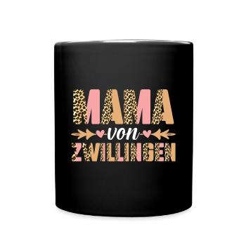 Mutter Mama von Zwillingen Zwillingsmama - Tasse einfarbig - Schwarz - Vorne
