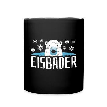 Eisbär Eisbaden Eisbad - Tasse einfarbig - Schwarz - Vorne