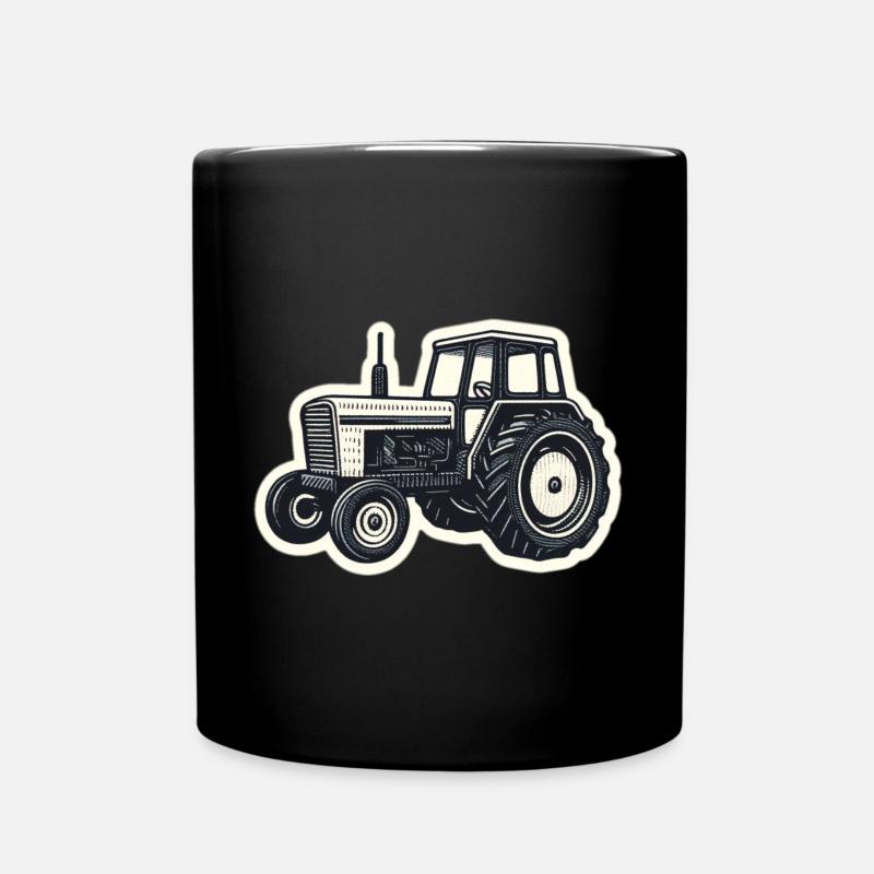Traktor Linienzeichnung Vintage - Tasse einfarbig - Schwarz