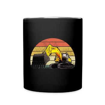 Excavator Driver Construction Worker Excavator - Full Colour Mug - black - Front