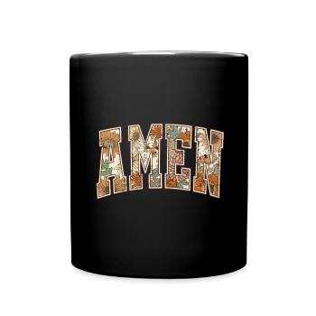 Amen Christlich Bibel Jesus Blumen Ornament Kirche - Tasse einfarbig - Schwarz - Vorne