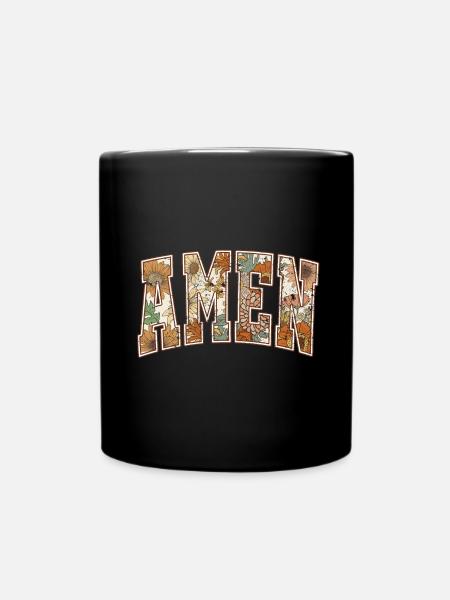 Amen Christlich Bibel Jesus Blumen Ornament Kirche - Tasse einfarbig - Schwarz