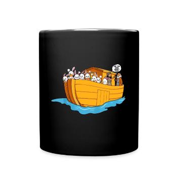 Noah Arche Boot Hasen - Tasse einfarbig - Schwarz - Vorne