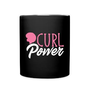 Curly Hair Afro Curls Natural Hair - Full Colour Mug - black - Front