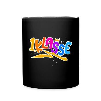 Einschulung 1 Klasse Graffiti - Tasse einfarbig - Schwarz - Vorne