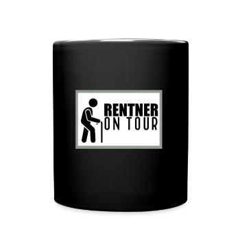 Rentner on Tour Warnschild für aktive Senioren - Tasse einfarbig - Schwarz - Vorne