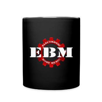 EBM Electronic Body Music Zahnrad Symbol 3 - Tasse einfarbig - Schwarz - Vorne