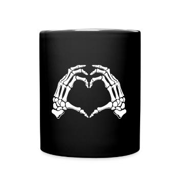 Skeleton Heart Hand Design Halloween Party - Full Colour Mug - black - Front