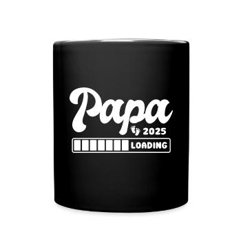 Papa 2025 loading - Schwangerschaft - Geschenk - Tasse einfarbig - Schwarz - Vorne