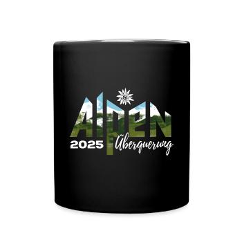Alpenüberquerung Alpen Überquerung 2025 Edelweiß - Tasse einfarbig - Schwarz - Vorne