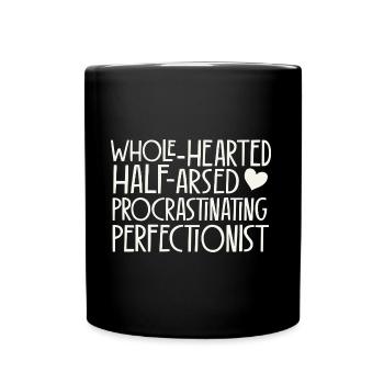 Half-hearted perfectionists - bright retro design - Full Colour Mug - black - Front
