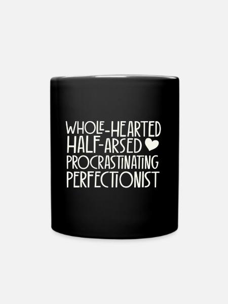 Halbherzige Perfektionisten - helles Retro-Design - Tasse einfarbig - Schwarz