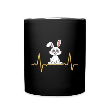 Rabbit Heartbeat Love Eared Bunny - Full Colour Mug - black - Front