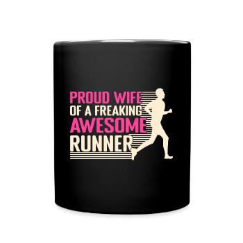 Courir fière épouse d’un marathonien génial - Mug uni - noir - Devant