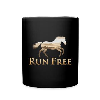 Freiheit mit Pferd genießen - Tasse einfarbig - Schwarz - Vorne