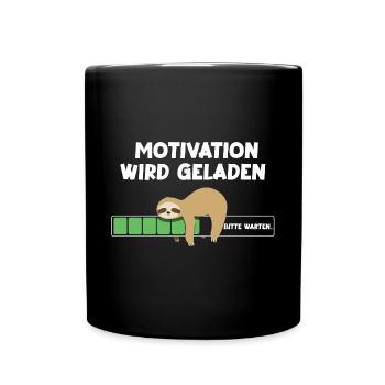 Motivation wird geladen Faultier Faultiermotiv - Tasse einfarbig - Schwarz - Vorne