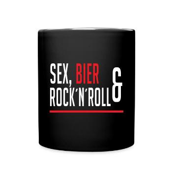 Sex, Bier, & Rock´N´Roll - Tasse einfarbig - Schwarz - Vorne