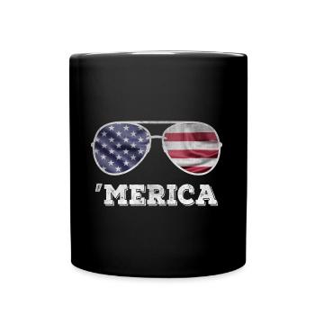 USA Merica Patriotic Sunglasses American Flag - Tasse einfarbig - Schwarz - Vorne