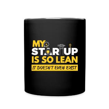 Lean Startup Does Not Exist Founder - Full Colour Mug - black - Front