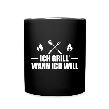 Grillsaison Barbecue Grillbesteck Grill Geschenk - Tasse einfarbig - Schwarz - Vorne