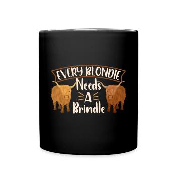 Scottish Highland Cattle Cow - Tasse einfarbig - Schwarz - Vorne
