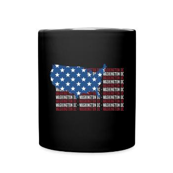 American FLAG WASHINGTON DC city - Patriotic Gift - Full Colour Mug - black - Front