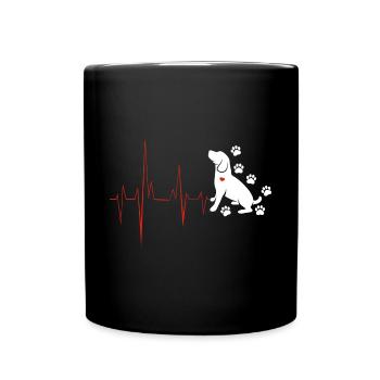 Beagle Heartbeat Lustige Hundehalter Liebhaber - Tasse einfarbig - Schwarz - Vorne