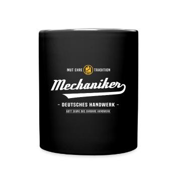 KFZ Mechaniker Mechatroniker Zunftzeichen Zunft - Tasse einfarbig - Schwarz - Vorne