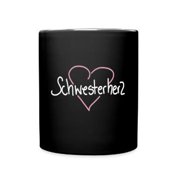Sister Schwester Schwesterherz - Tasse einfarbig - Schwarz - Vorne