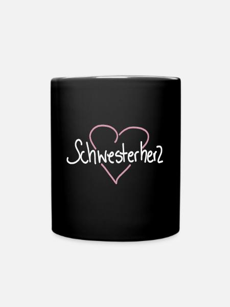 Sister Schwester Schwesterherz - Tasse einfarbig - Schwarz