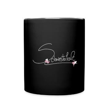 Sister Schwester Schwesterherz - Tasse einfarbig - Schwarz - Vorne