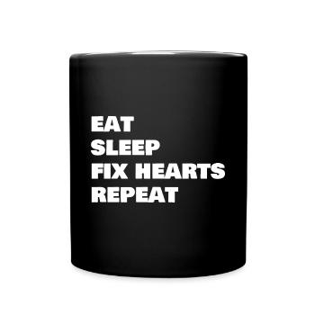 Manger Sleep Fix Hearts Repeart Drôle de cardiologie - Mug uni - noir - Devant