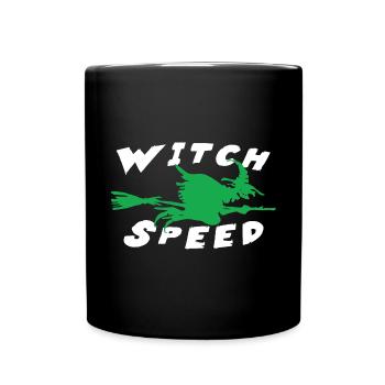 Halloween, Sorcière, Sorcière Vitesse - Mug uni - noir - Devant