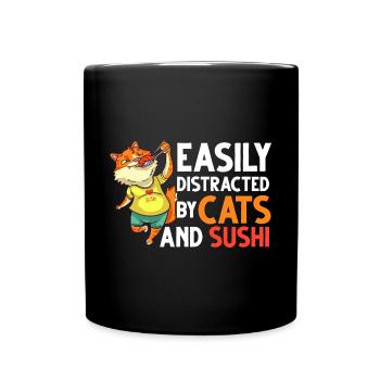 Katze Sushi Japanische Nigiri Schüssel Maker - Tasse einfarbig - Schwarz - Vorne